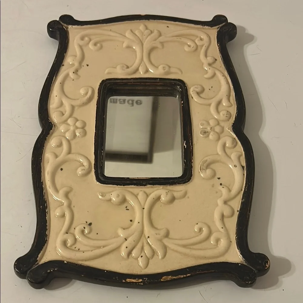 Elegant Cream and Brown Wall Mirror 8 x 12. Mirror is 3 x 4.25.